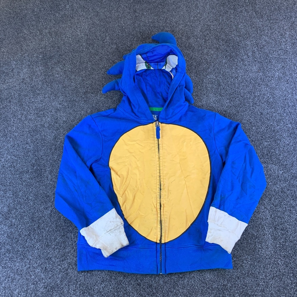 Sega Sonic The Hedgehog Hoodie Boys 8 Blue Fleece Lined Mesh Face Mask Full Zip